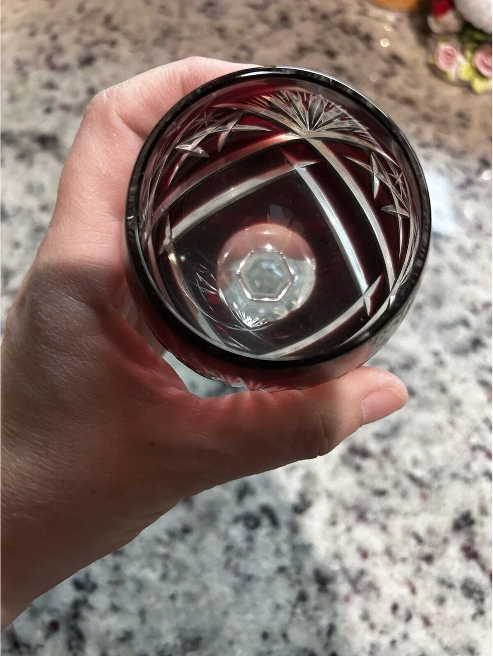 Nachtmann Cranberry Cut to Clear Crystal Hock Wine Glasses Germany Roemer